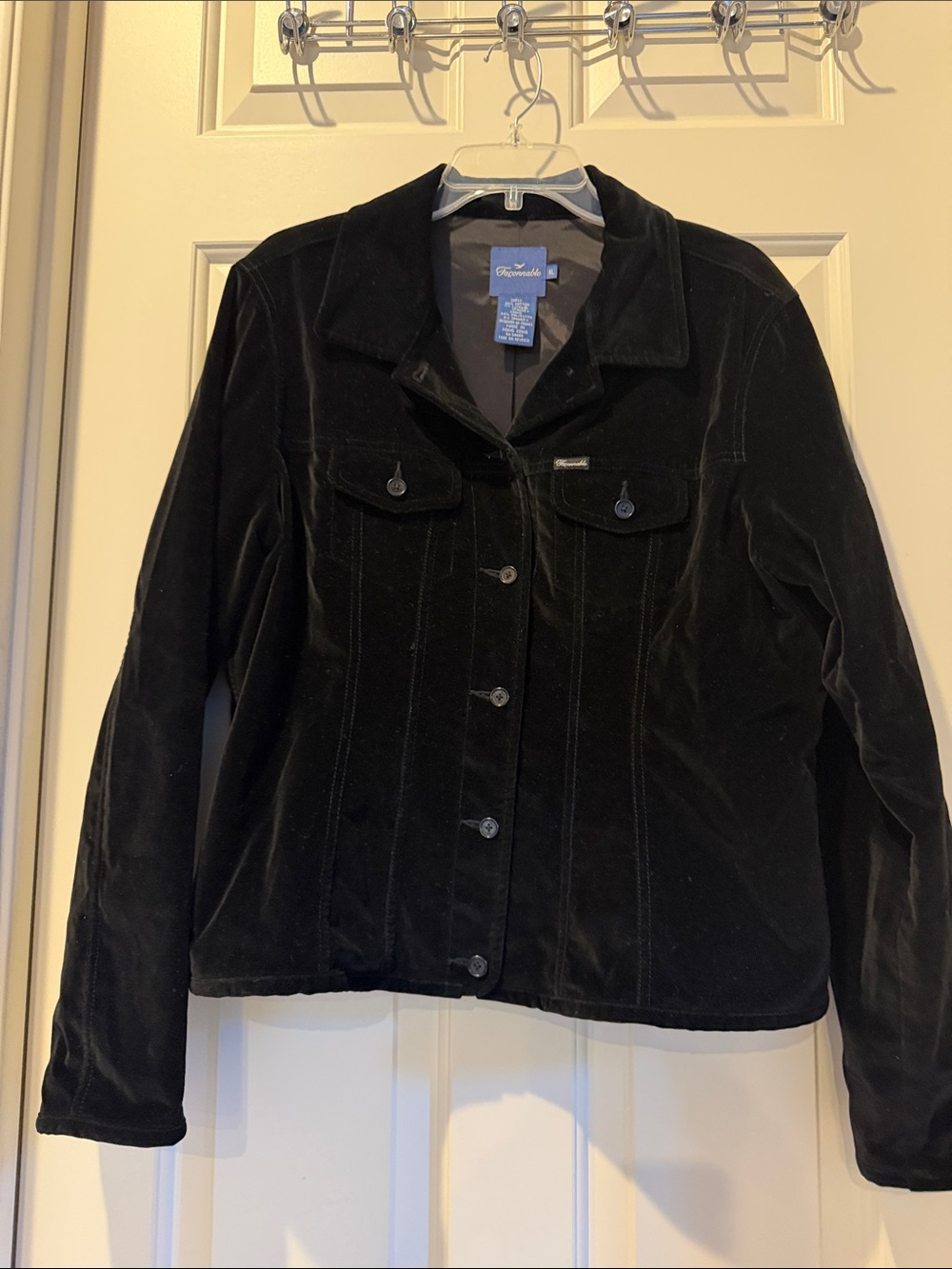 Faconnable Black Velvet Button-Front Jacket